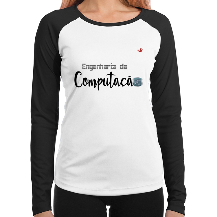 Baby Look Raglan Engenharia da Computação Manga Longa