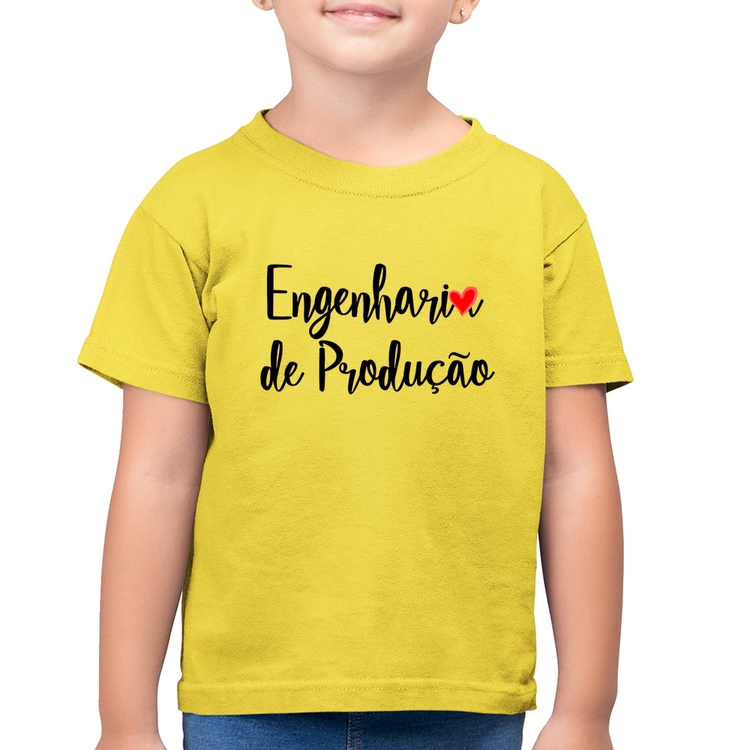 Camiseta Algodão Infantil Engenharia de Produção - Amarelo Canário