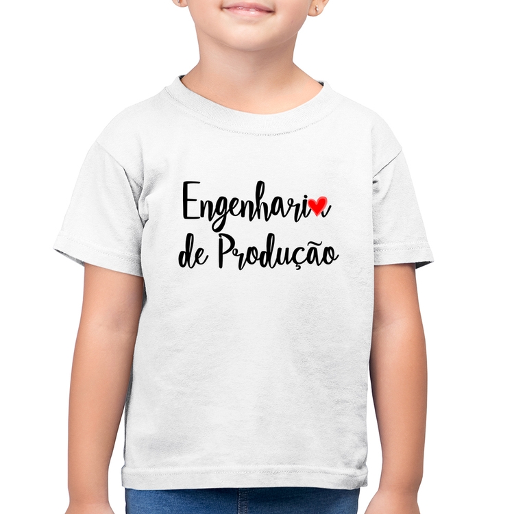 Camiseta Algodão Infantil Engenharia de Produção - Branca