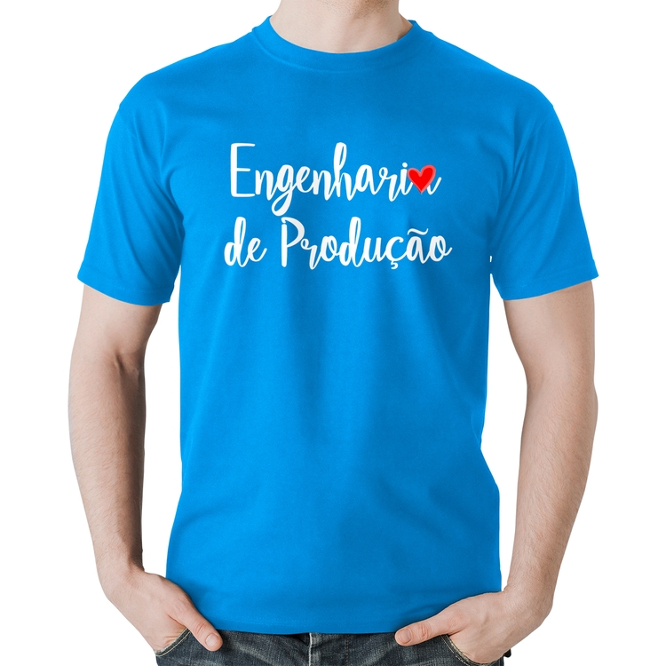 Camiseta Algodão Engenharia de Produção - Azul
