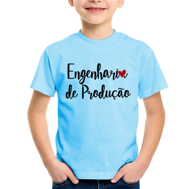 Camiseta Infantil Engenharia de Produção - Azul Bebê