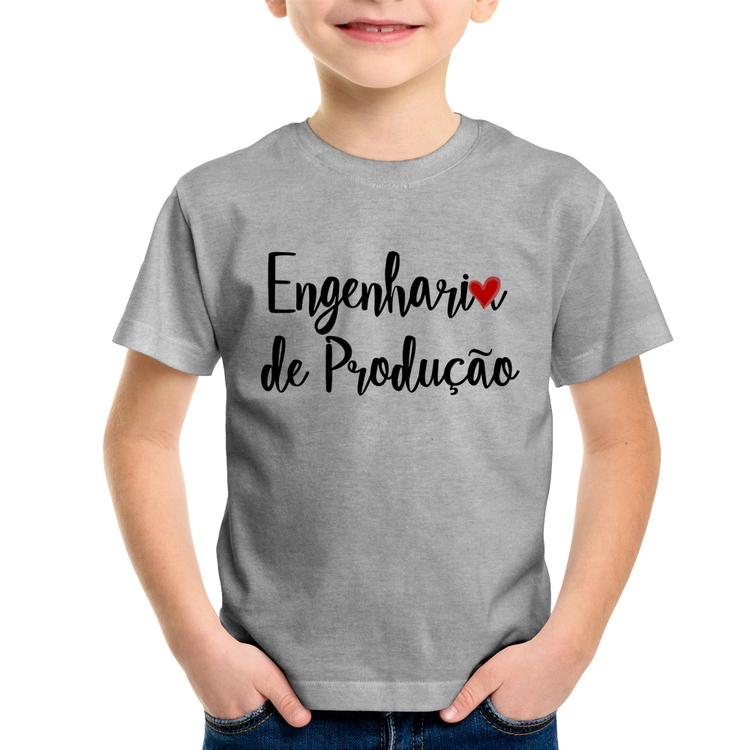 Camiseta Infantil Engenharia de Produção - Cinza