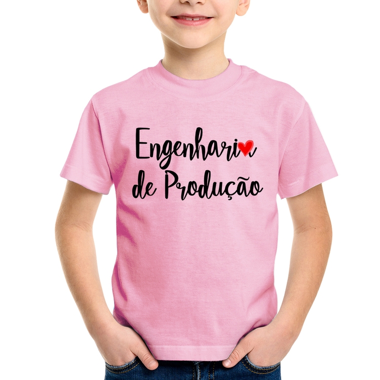 Camiseta Infantil Engenharia de Produção - Rosa Bebê