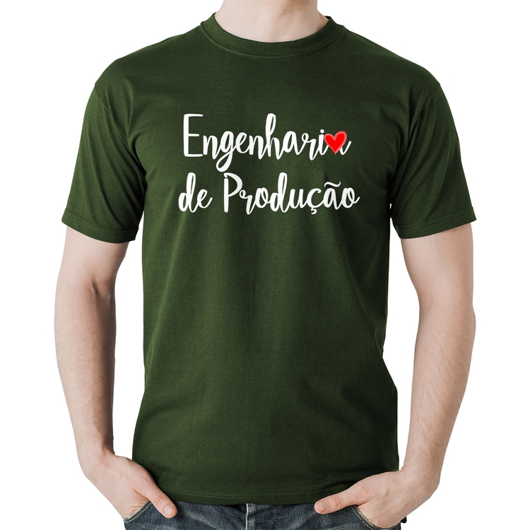Camiseta Algodão Engenharia de Produção - Musgo