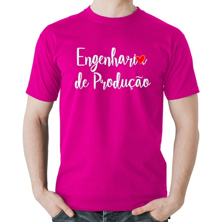 Camiseta Algodão Engenharia de Produção - Rosa