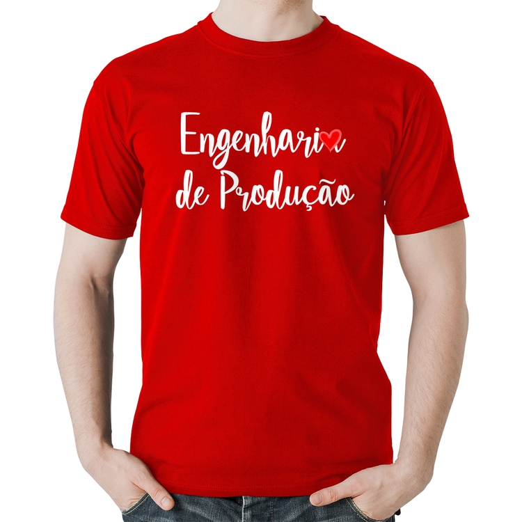 Camiseta Algodão Engenharia de Produção - Vermelha