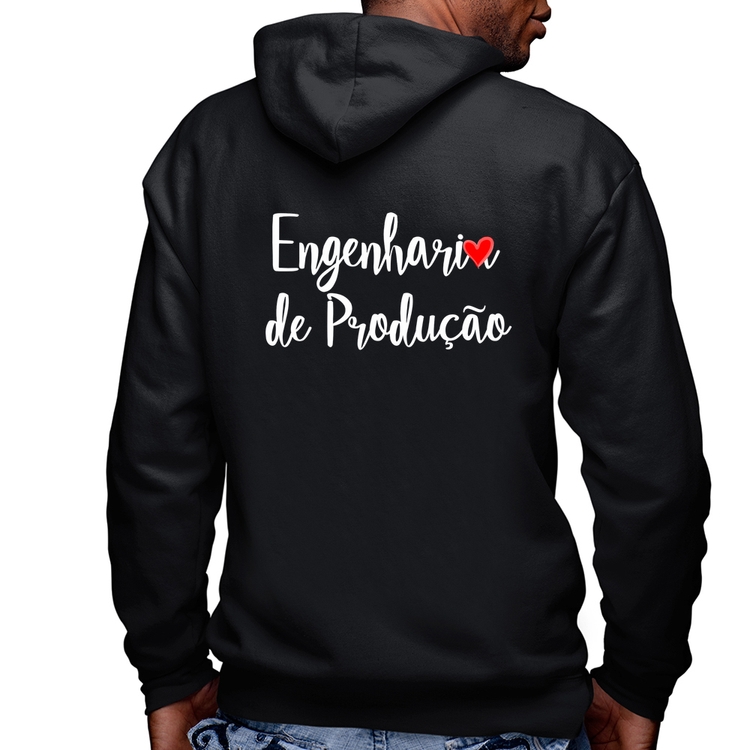 Blusa Moletom Engenharia de Produção Masculina com Capuz e Zíper