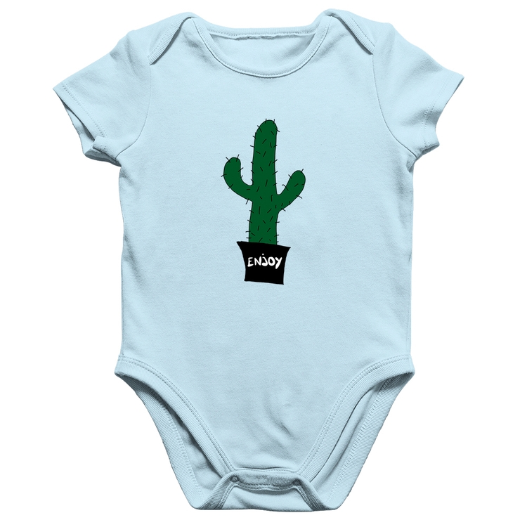 Body Bebê Algodão Enjoy Cactus - Azul Bebê