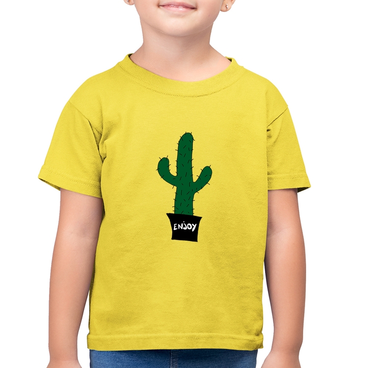 Camiseta Algodão Infantil Enjoy Cactus - Amarelo Canário