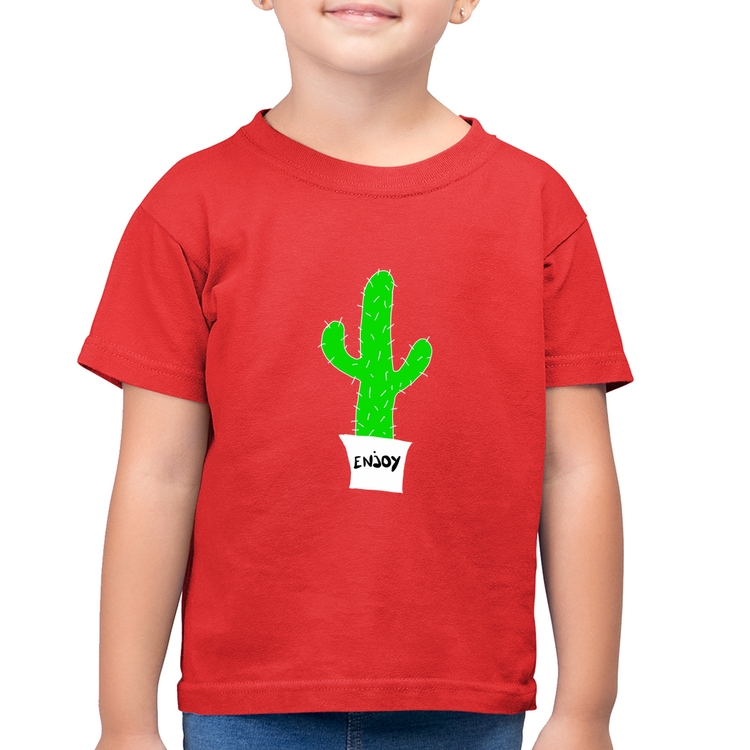 Camiseta Algodão Infantil Enjoy Cactus - Vermelha