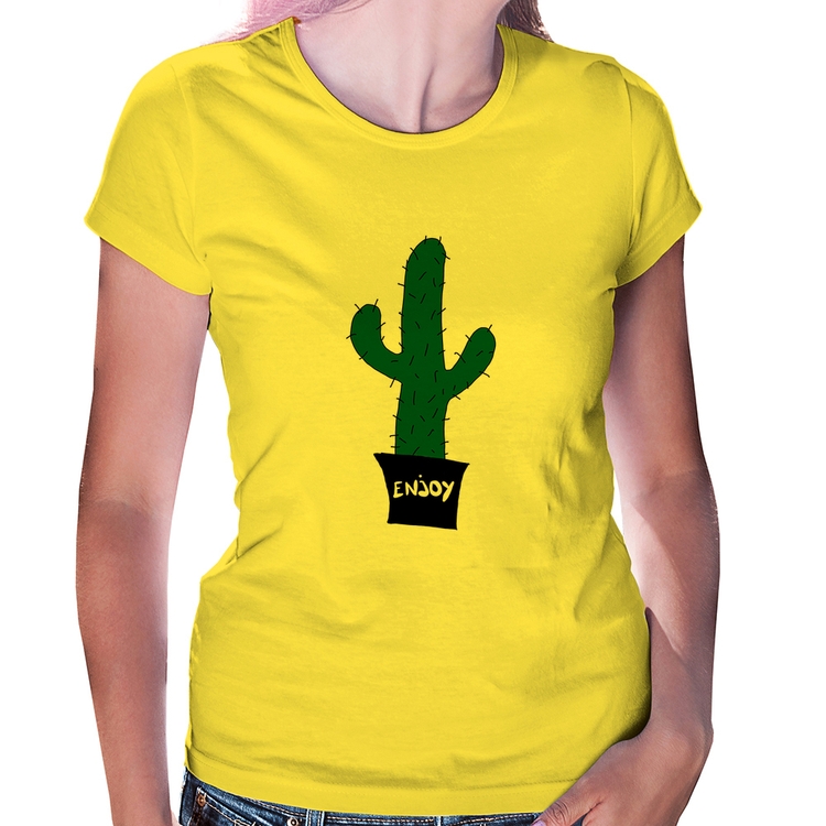 Baby Look Enjoy Cactus - Amarela