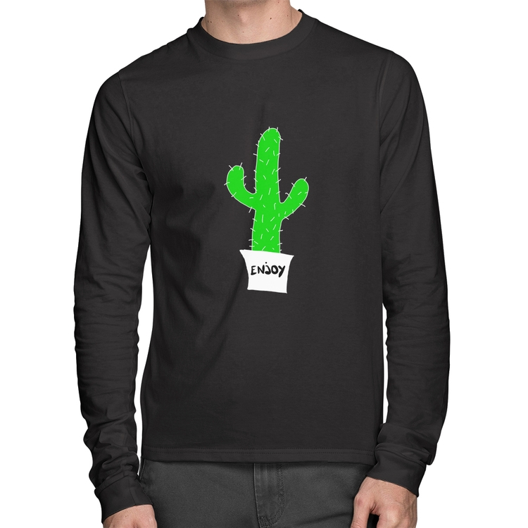 Camiseta Algodão Enjoy Cactus Manga Longa