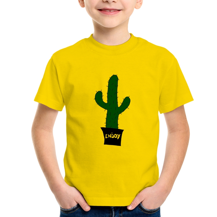 Camiseta Infantil Enjoy Cactus - Amarela