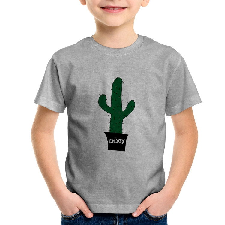 Camiseta Infantil Enjoy Cactus - Cinza