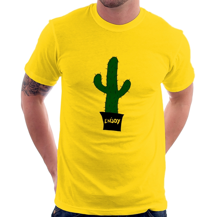 Camiseta Enjoy Cactus - Amarela