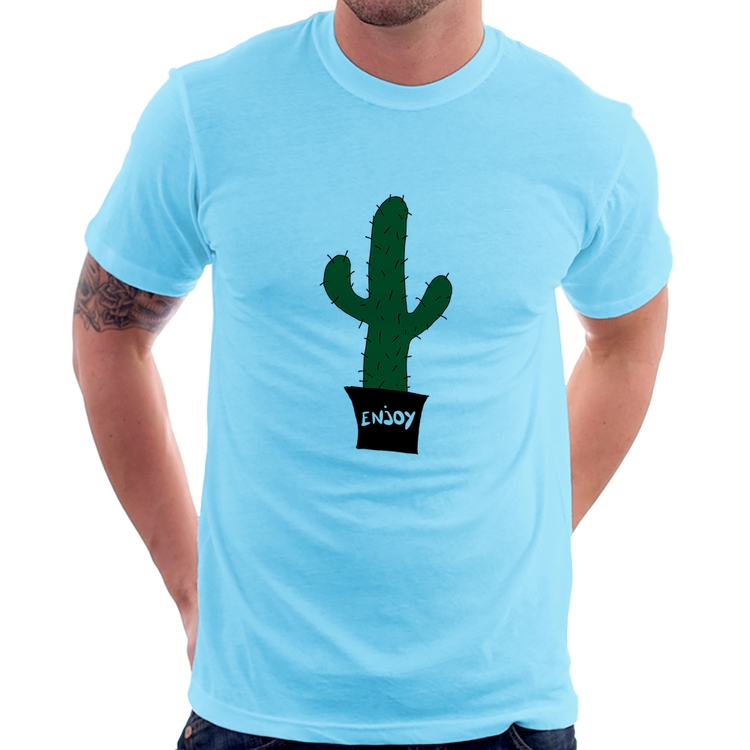 Camiseta Enjoy Cactus - Azul Bebê