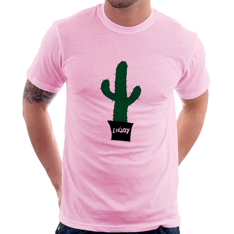 Camiseta Enjoy Cactus - Rosa Bebê