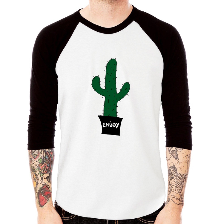 Camiseta Raglan Enjoy Cactus Manga 3/4