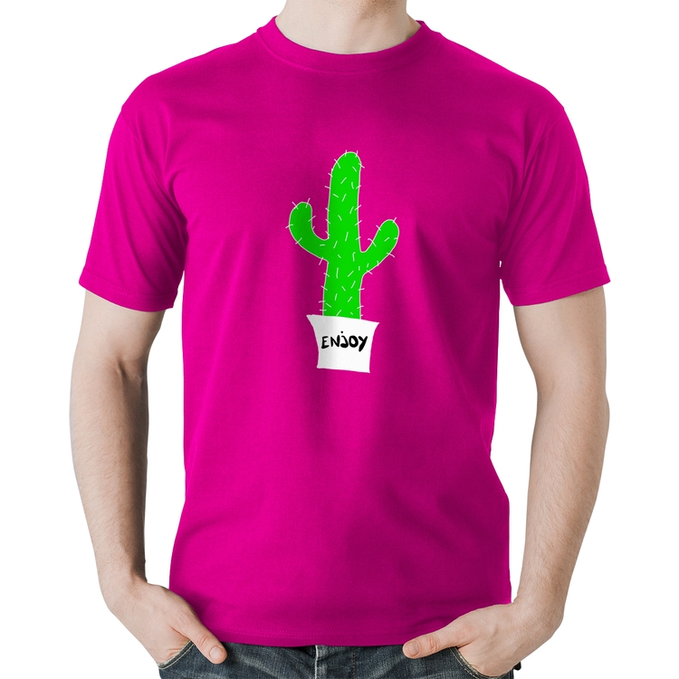 Camiseta Algodão Enjoy Cactus - Rosa