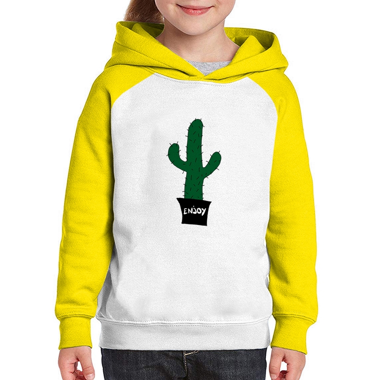 Moletom Infantil Enjoy Cactus - Branco/Amarelo