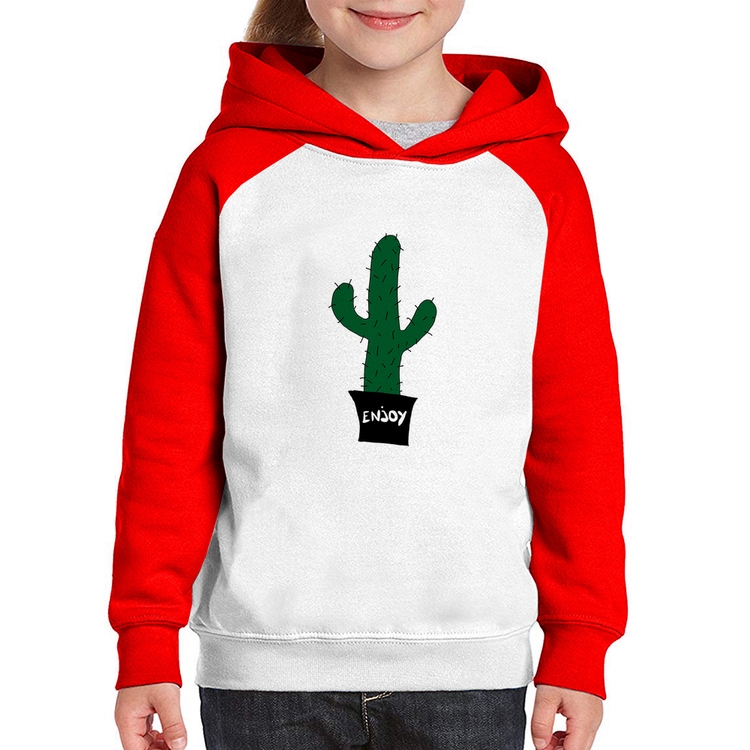 Moletom Infantil Enjoy Cactus - Branco/Vermelho