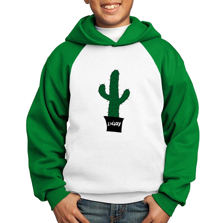 Moletom Infantil Enjoy Cactus - Branco/Verde