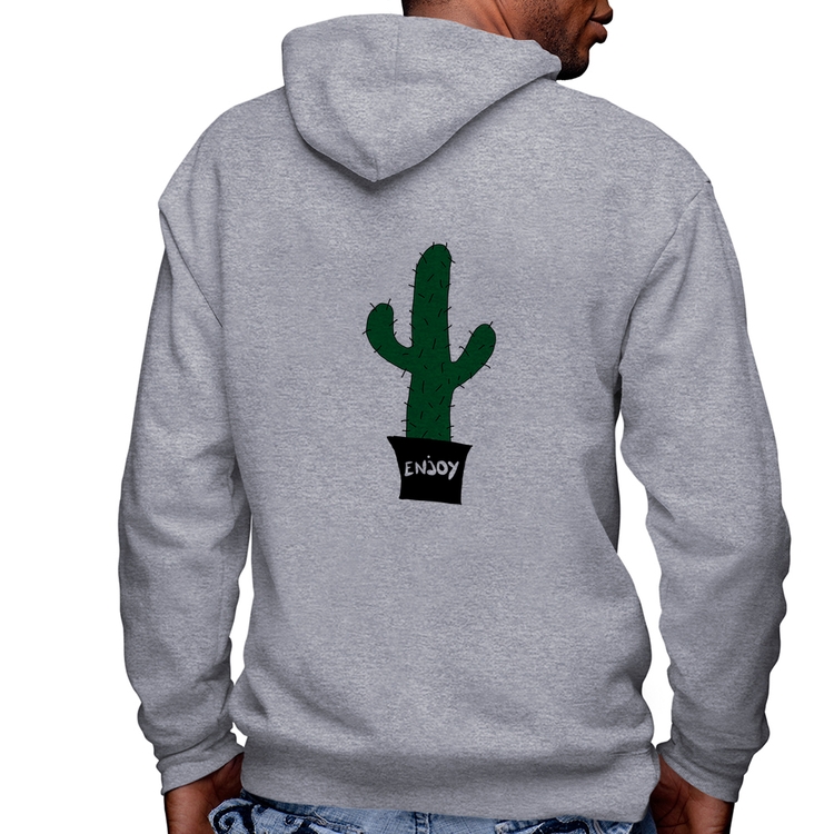 Blusa Moletom Enjoy Cactus Masculina com Capuz e Zíper - Mescla