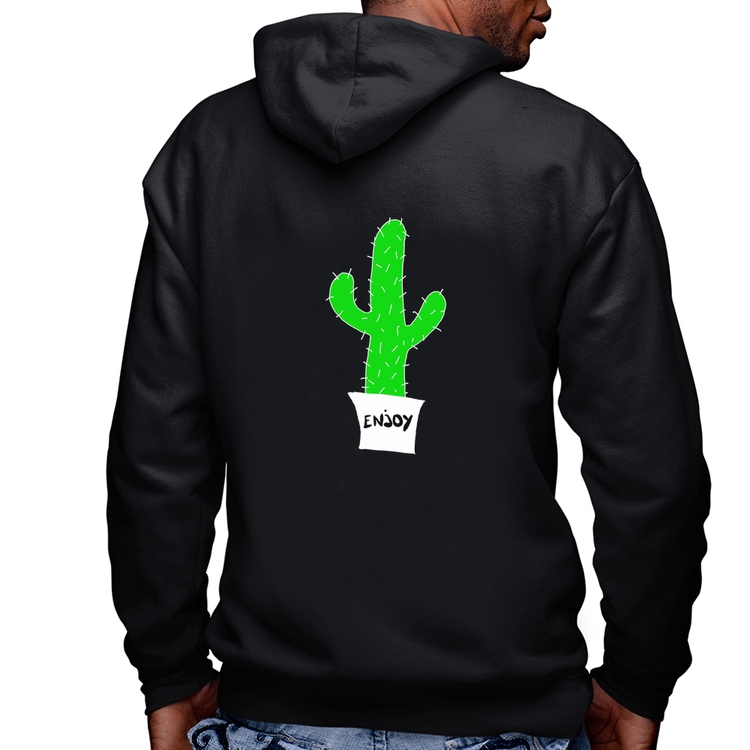 Blusa Moletom Enjoy Cactus Masculina com Capuz e Zíper