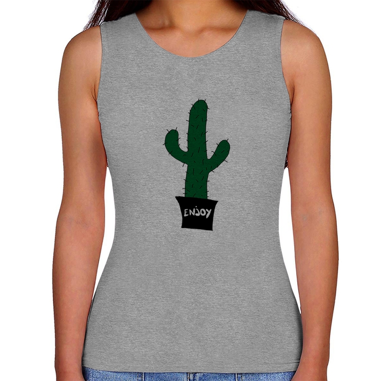 Regata Feminina Enjoy Cactus - Cinza