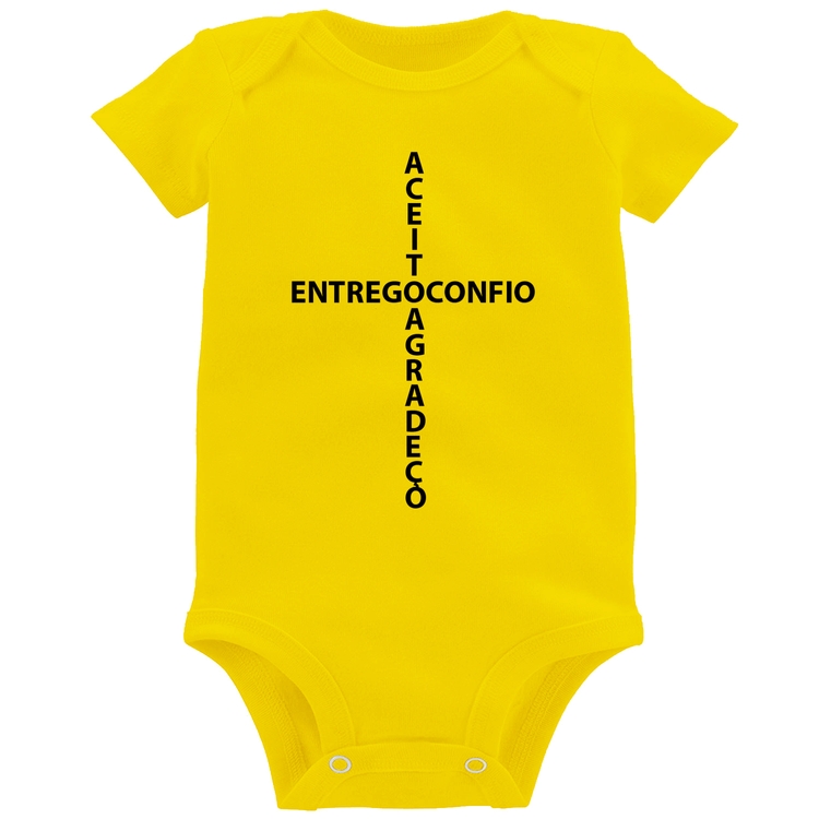 Body Bebê Entrego, Confio, Aceito, Agradeço - Amarelo