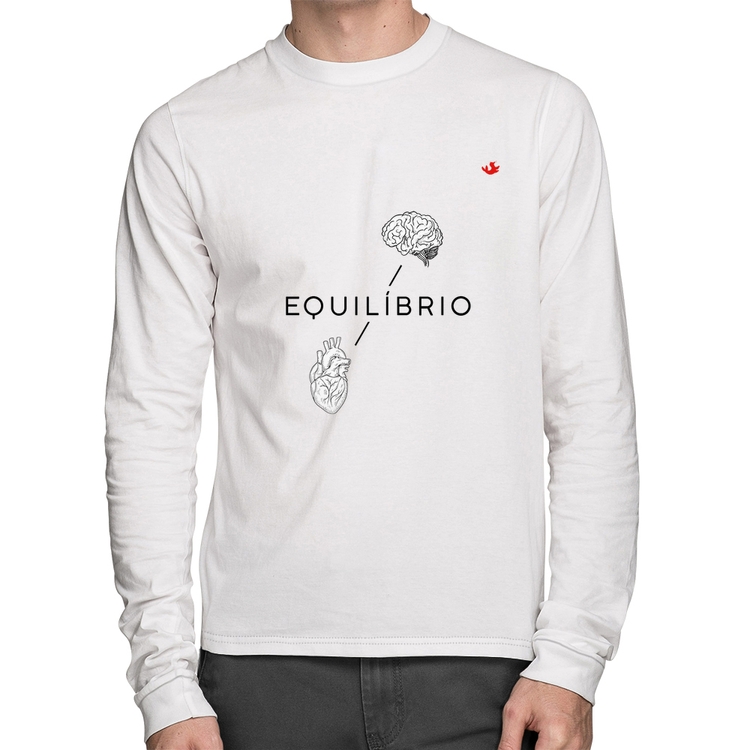 Camiseta Algodão Equilíbrio Manga Longa - Branca