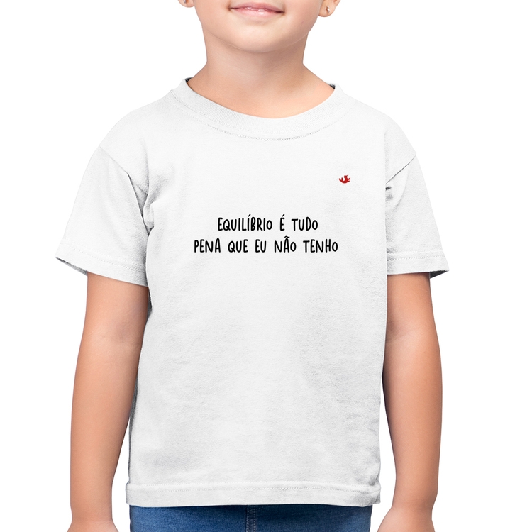 Camiseta Algodão Infantil Equilíbrio é tudo - Branca