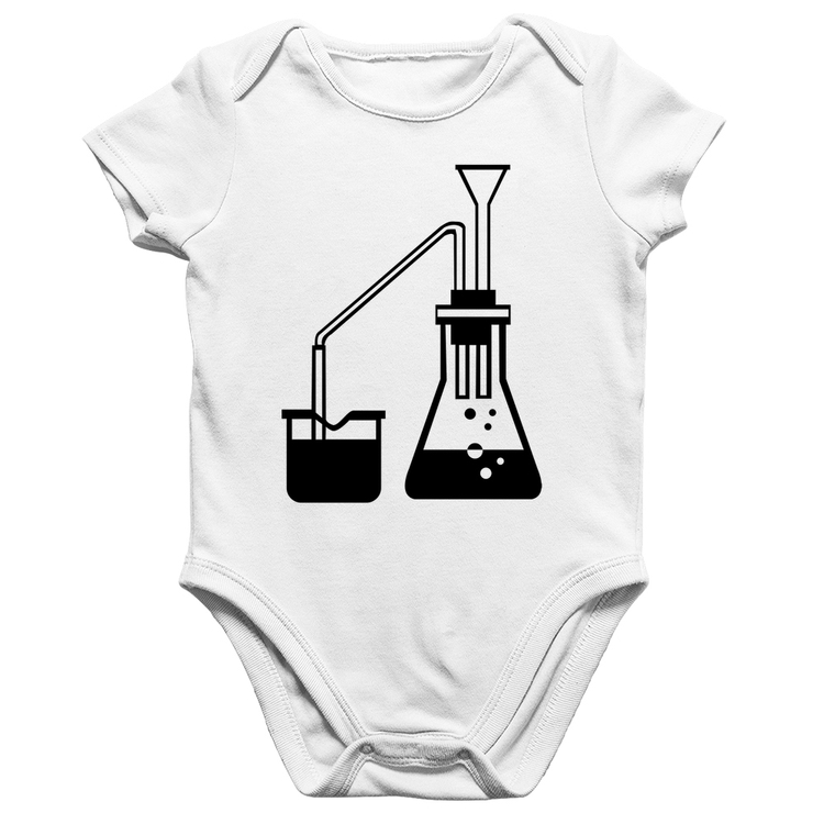 Body Bebê Algodão Química Erlenmeyer e Bequer - Branco