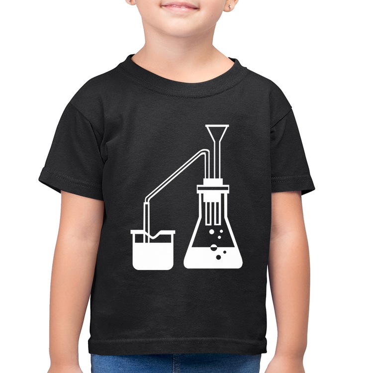 Camiseta Algodão Infantil Química Erlenmeyer e Bequer