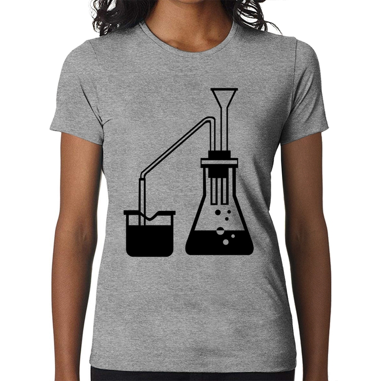 Baby Look Química Erlenmeyer e Bequer - Cinza