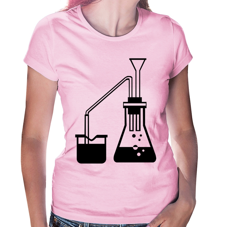 Baby Look Química Erlenmeyer e Bequer - Rosa Bebê