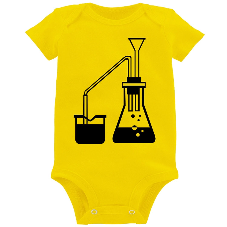 Body Bebê Química Erlenmeyer e Bequer - Amarelo