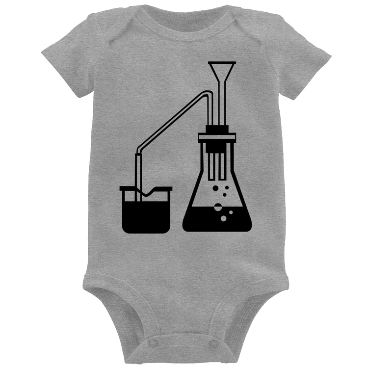 Body Bebê Química Erlenmeyer e Bequer - Cinza