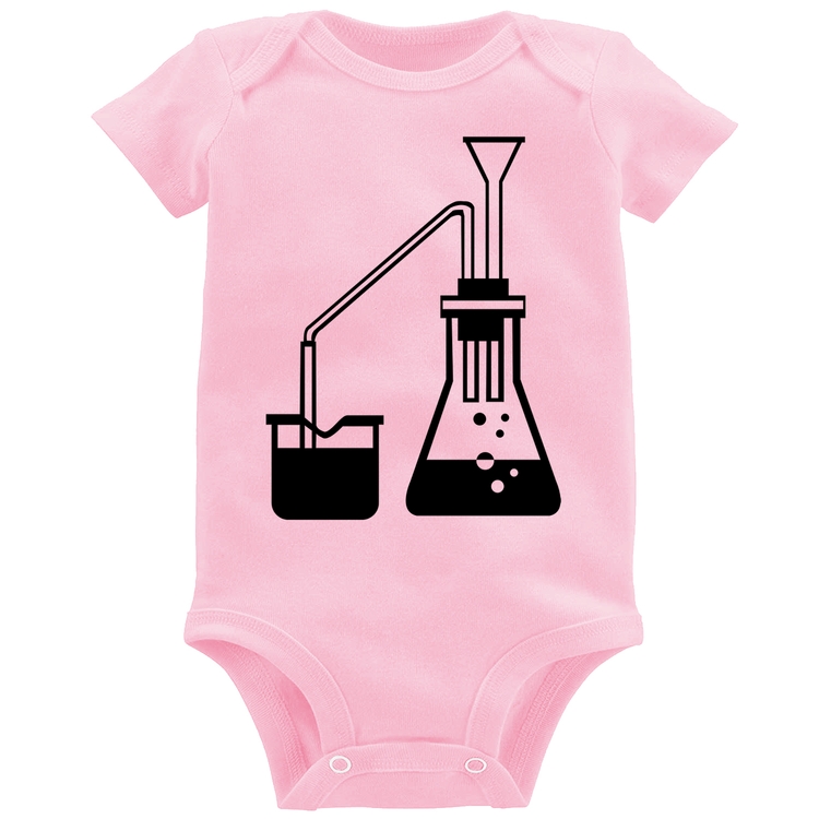Body Bebê Química Erlenmeyer e Bequer - Rosa Bebê