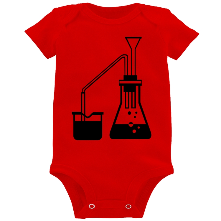 Body Bebê Química Erlenmeyer e Bequer - Vermelho