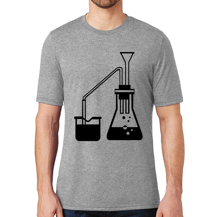 Camiseta Química Erlenmeyer e Bequer - Cinza
