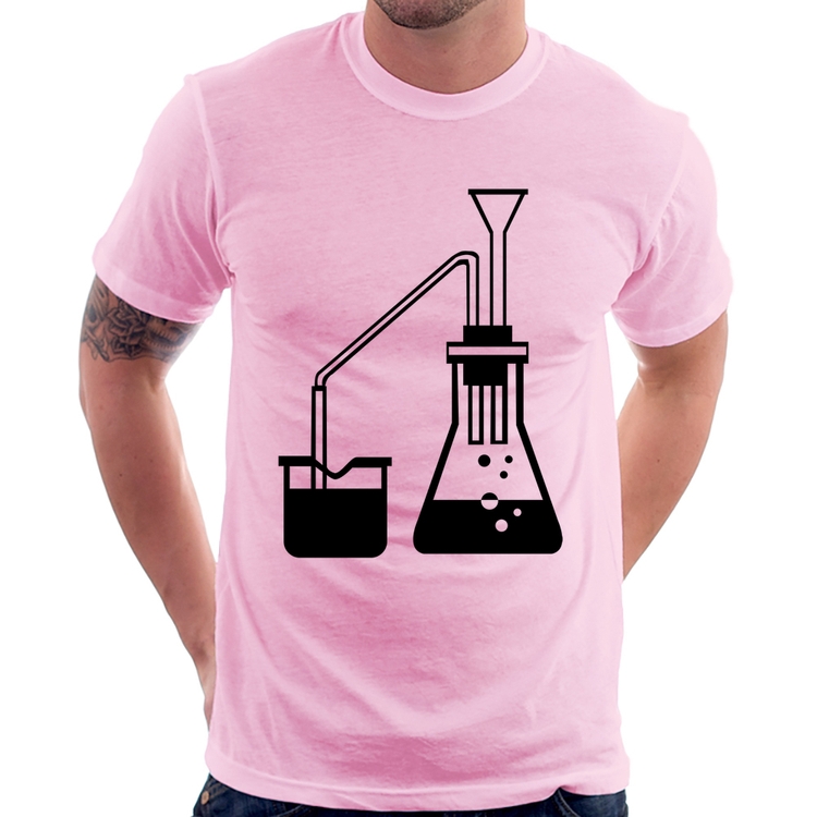Camiseta Química Erlenmeyer e Bequer - Rosa Bebê