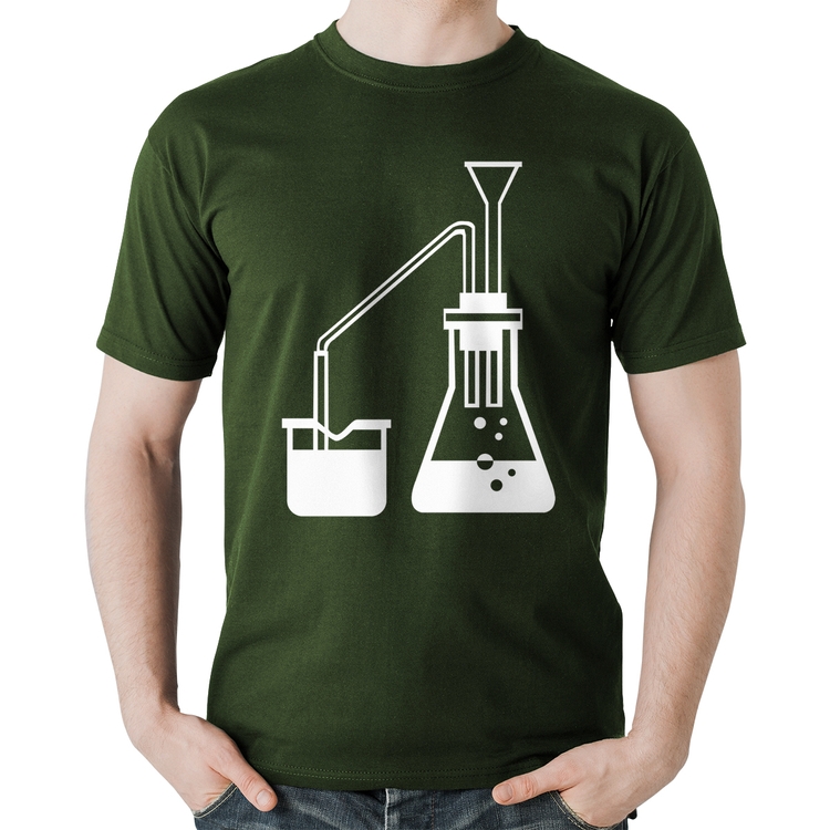 Camiseta Algodão Química Erlenmeyer e Bequer - Musgo