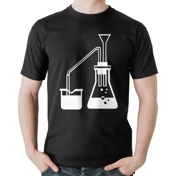 Camiseta Algodão Química Erlenmeyer e Bequer
