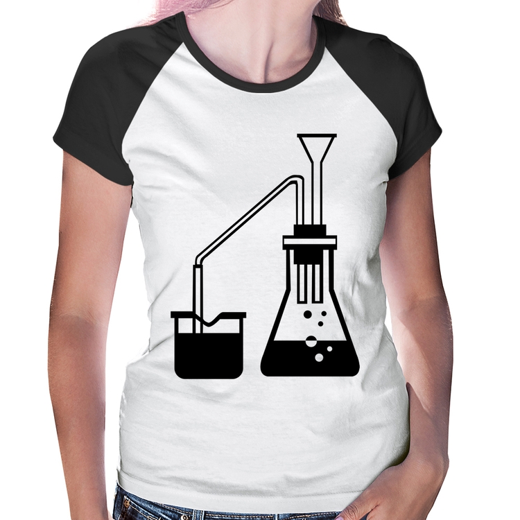 Baby Look Raglan Química Erlenmeyer e Bequer