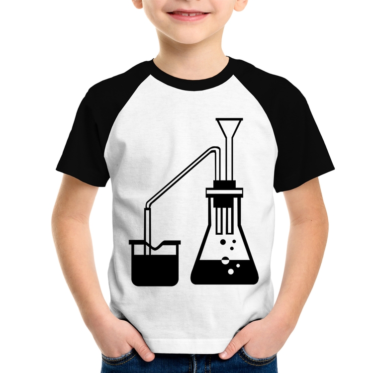 Camiseta Raglan Infantil Química Erlenmeyer e Bequer