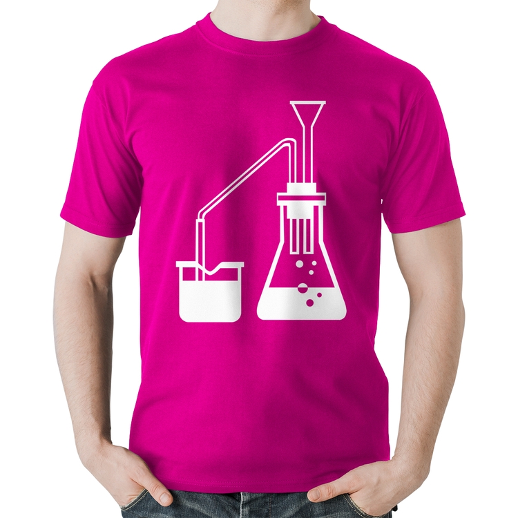 Camiseta Algodão Química Erlenmeyer e Bequer - Rosa