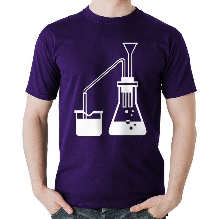 Camiseta Algodão Química Erlenmeyer e Bequer - Roxa