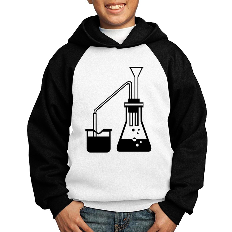 Moletom Infantil Química Erlenmeyer e Bequer - Branco/Preto