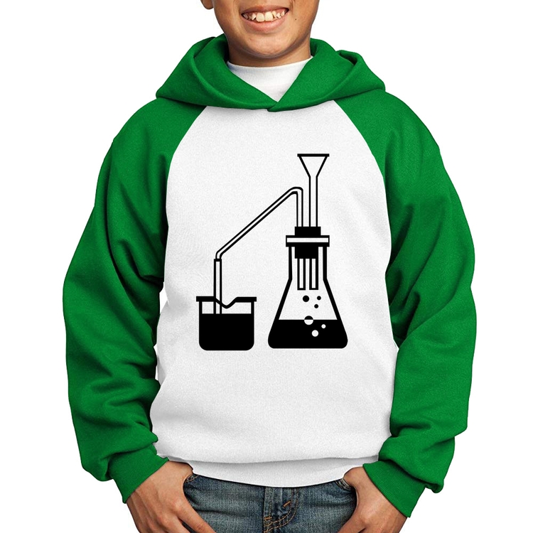 Moletom Infantil Química Erlenmeyer e Bequer - Branco/Verde
